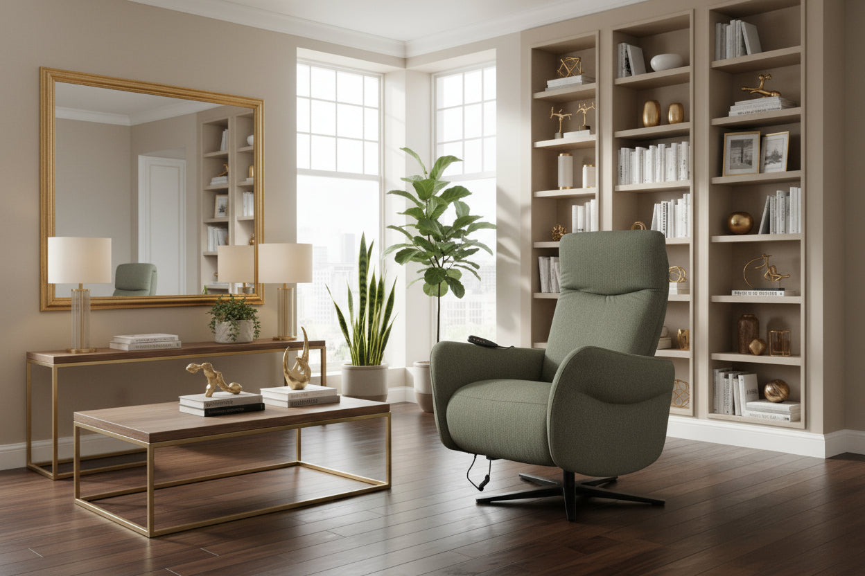 Cadeirão Durban com relax elétrico em tecido ou pele