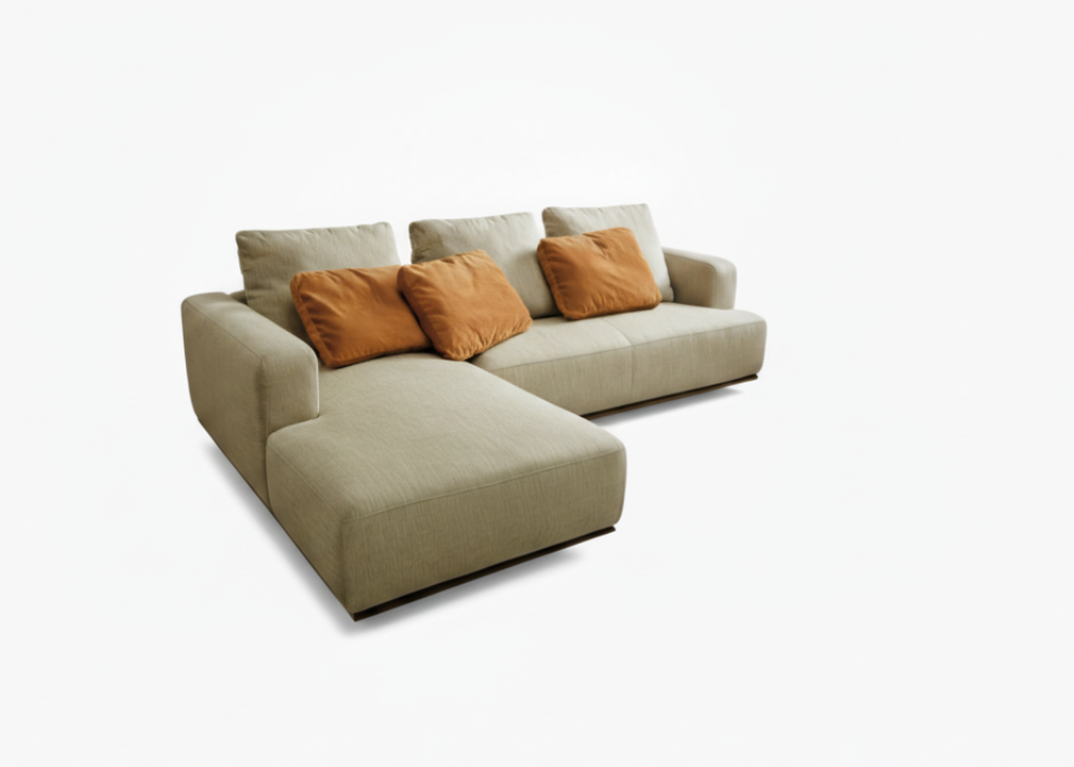 Chaise-longue Edmond em tecido e pele