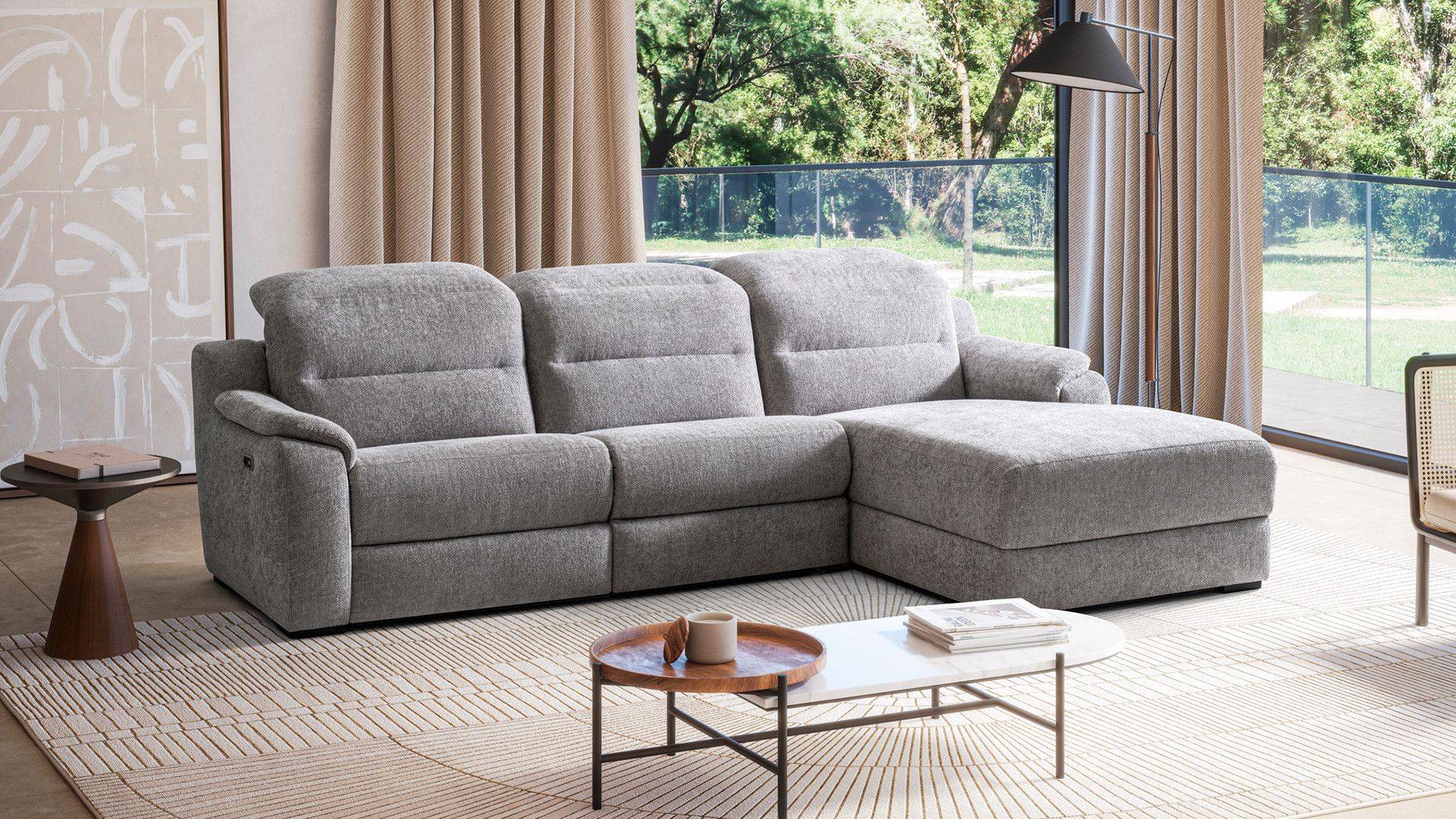 Chaise-longue relax em tecido ou pele