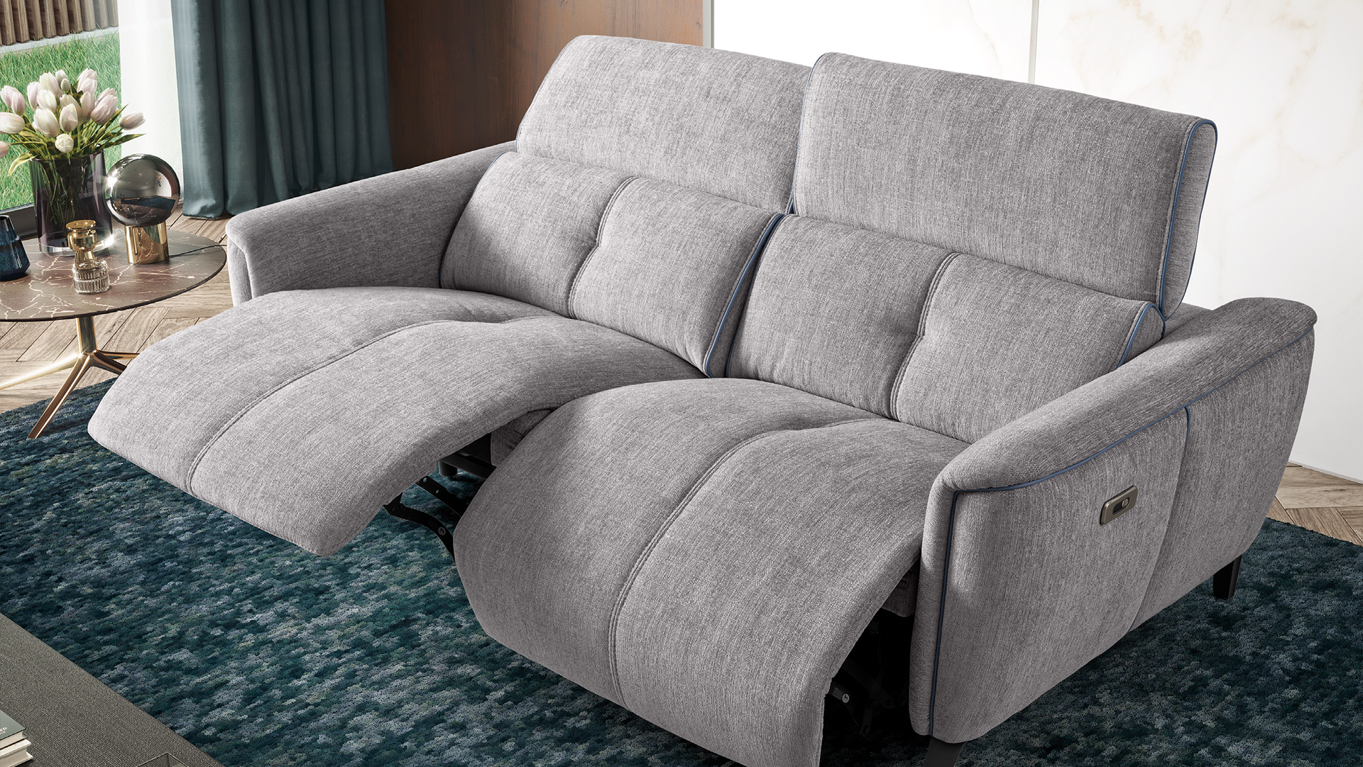 sofá relax em tecido com vibos