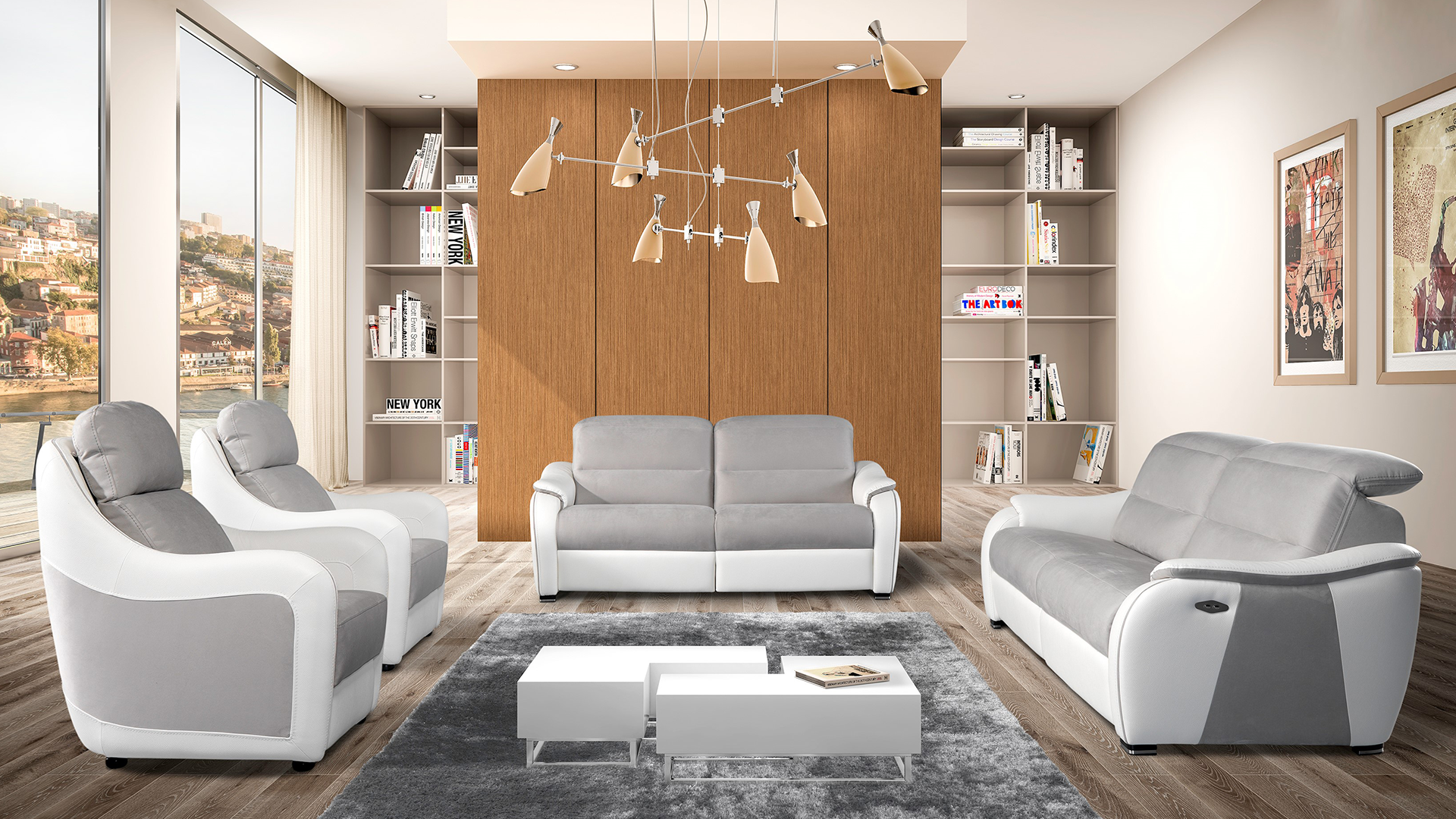 sofa fixo ou relax focus em tecido e pele