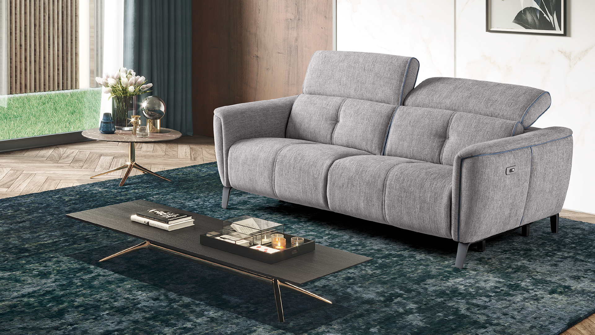 sofá relax em tecido com vibos